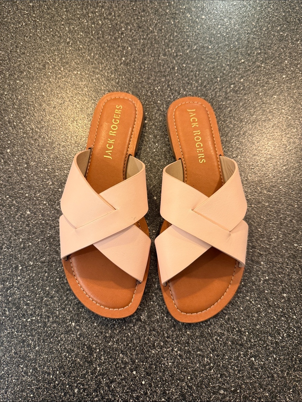 Women’s Jack Rogers Crisscross Slide Sandals in Blush and Tan - size 8.5